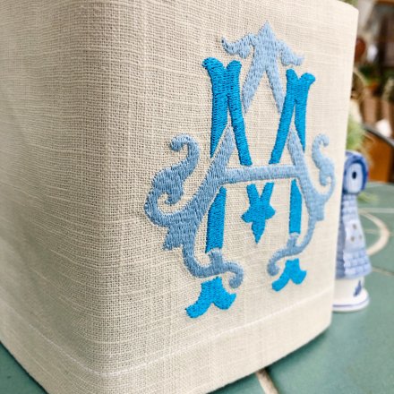Intertwined Two Letter Monogram Tissue Box Cover