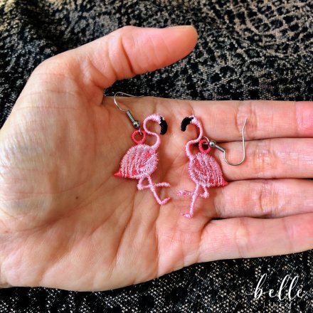 Lace earrings - flamingo