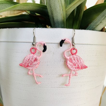 Lace earrings - flamingo