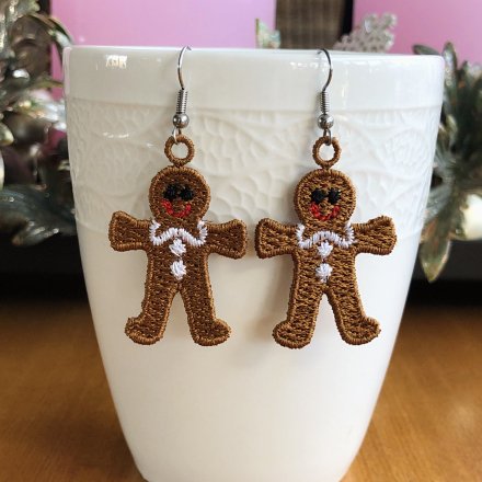 Lace earrings - gingerbread boys