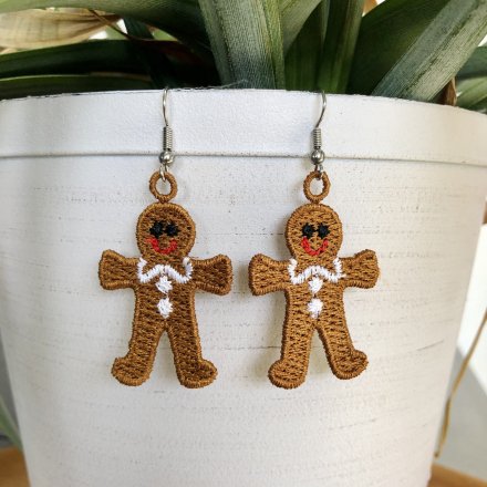 Lace earrings - gingerbread boys
