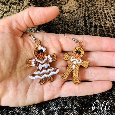 Lace earrings - gingerbread couple