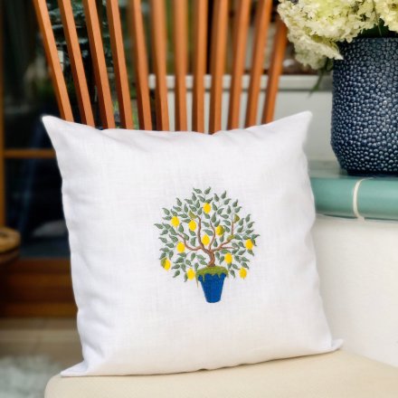 Lemon Tree Embroidered Pillow Case
