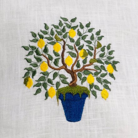 Lemon Tree Embroidered Pillow Case