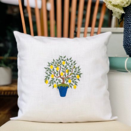 Lemon Tree Embroidered Pillow Case