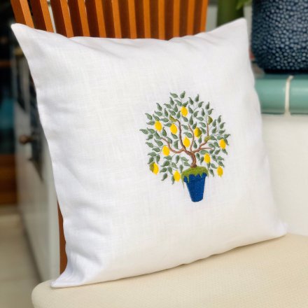 Lemon Tree Embroidered Pillow Case