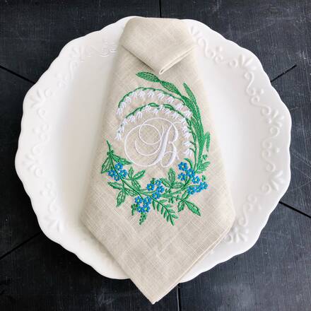 Lily Monogram Linen Napkin