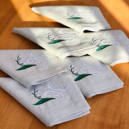 Lily Of The Valley Monogram Linen Napkin