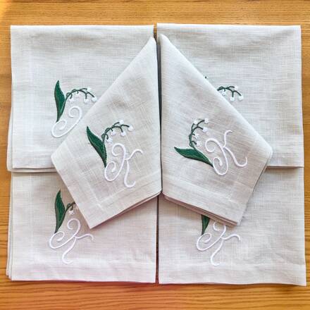 Lily Of The Valley Monogram Linen Napkin