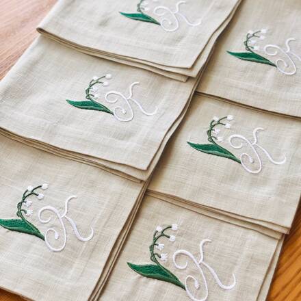 Lily Of The Valley Monogram Linen Napkin