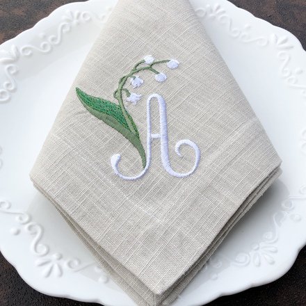 Lily Of The Valley Monogram Linen Napkin