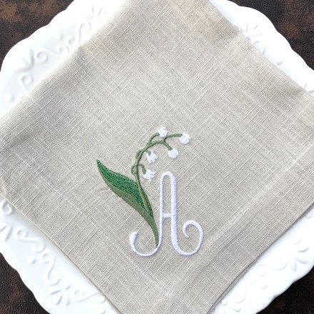 Lily Of The Valley Monogram Linen Napkin