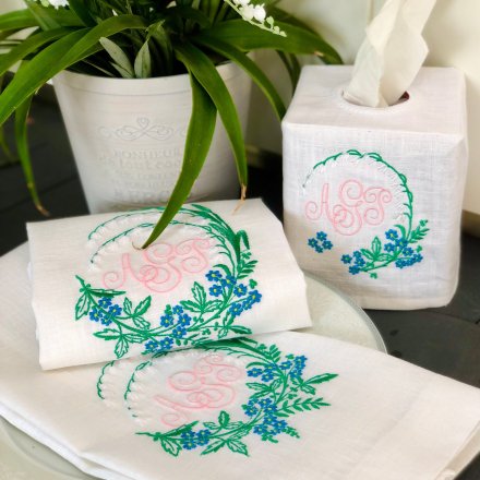 Lily Wreath Monogramed Box Cover
