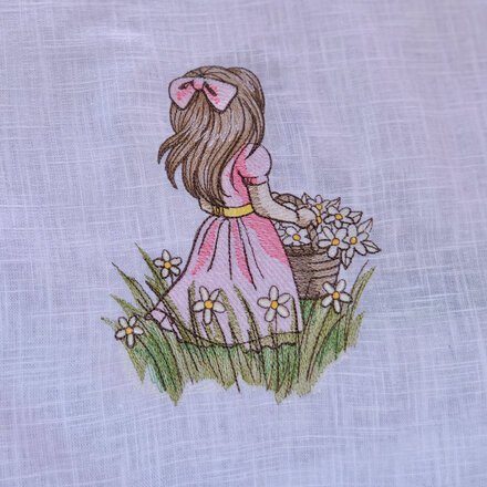 Little Girl Spring Garden Linen Guest Towel