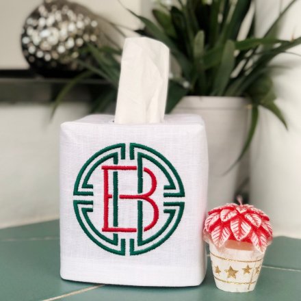 Medallion Single Letter Monogram Tissue Box Cover