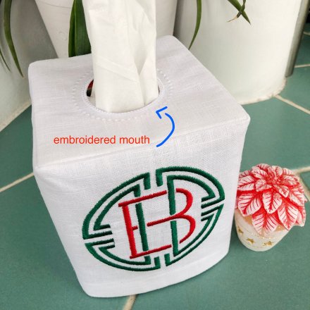 Medallion Single Letter Monogram Tissue Box Cover