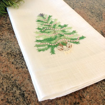 Pastel Christmas Tree Linen Towel