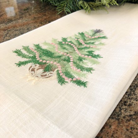 Pastel Christmas Tree Linen Towel