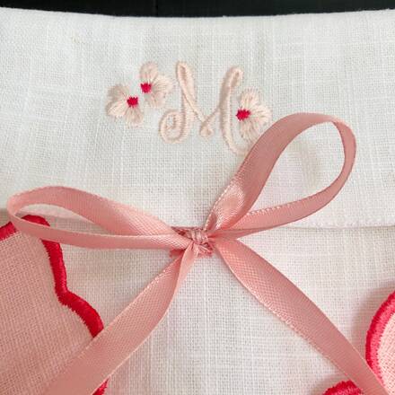 Peach Blossom Monogram Cocktail Napkins Set of 4