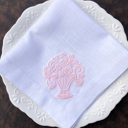 Pink Rose Basket Linen Napkins