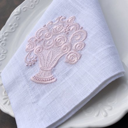 Pink Rose Basket Linen Napkins