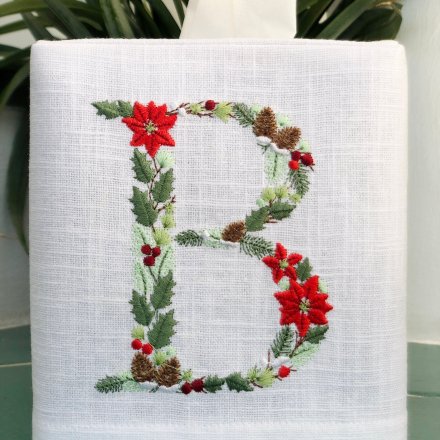 Poinsettia Christmas Monogram Tissue Box Cover