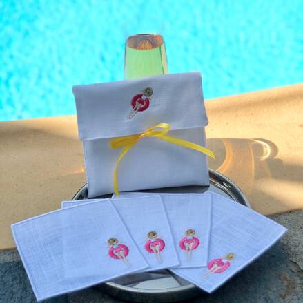 Pool Party Linen Cocktail Napkins Set of 4