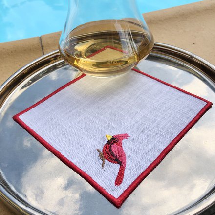 Red Cardinal Linen Cocktail Napkins Set of 4