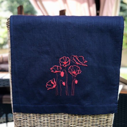 Red Poppies Linen Guest Towel