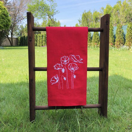 Red Poppies Linen Guest Towel