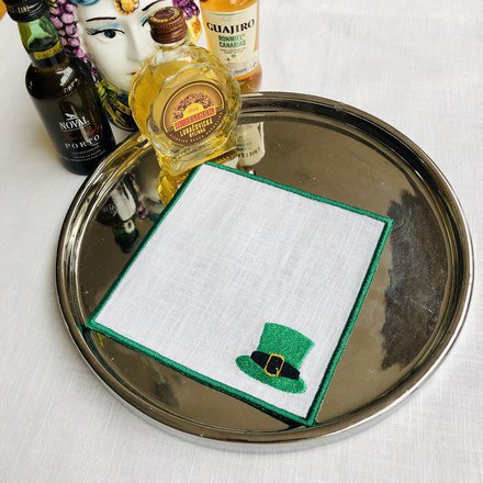 St Patrick's Day Linen Cocktail Napkins Set of 4