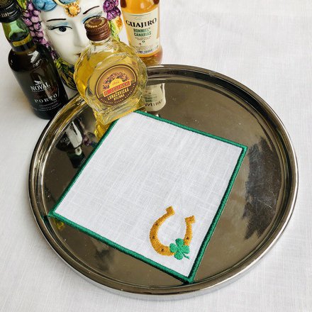 St Patrick's Day Linen Cocktail Napkins Set of 4