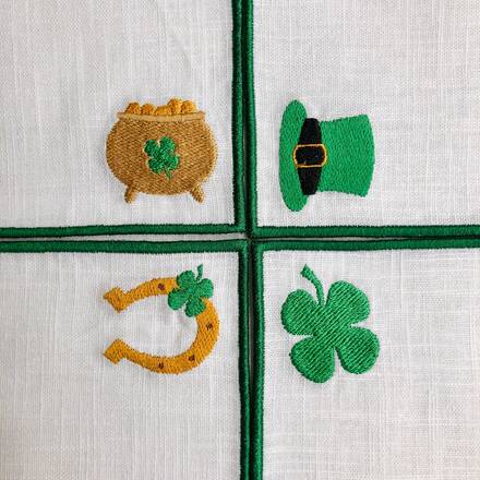 St Patrick's Day Linen Cocktail Napkins Set of 4