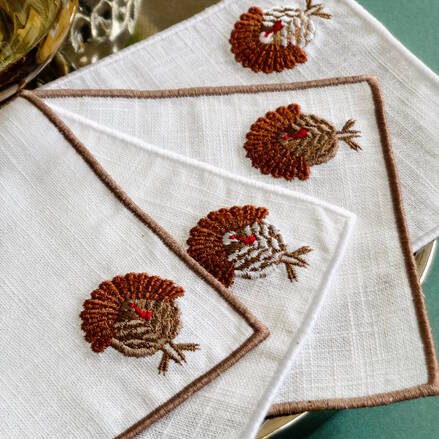 Thanksgiving Turkey Cocktail Napkins Set of 4