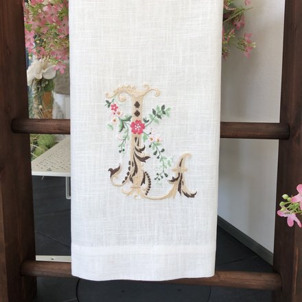 Vintage Diamond Monogram Linen Guest Towel