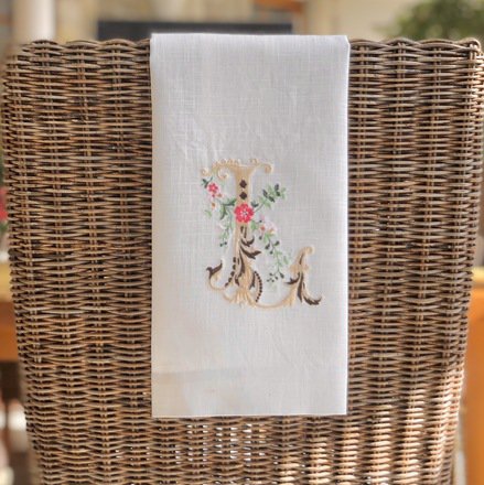 Vintage Diamond Monogram Linen Guest Towel