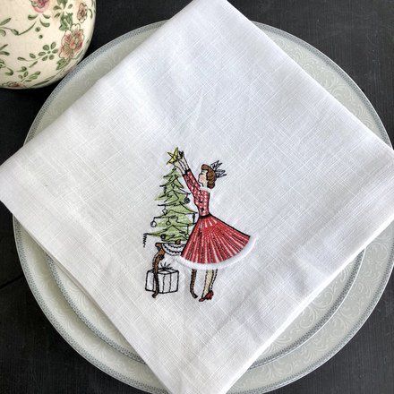 Vintage Lady Linen Napkin