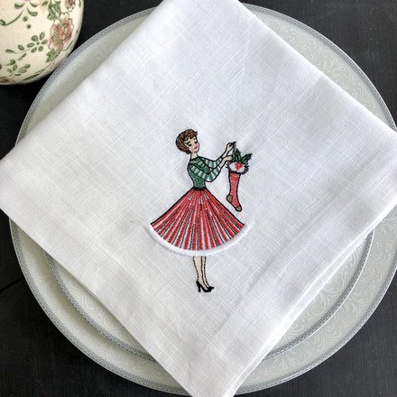 Vintage Lady Linen Napkin