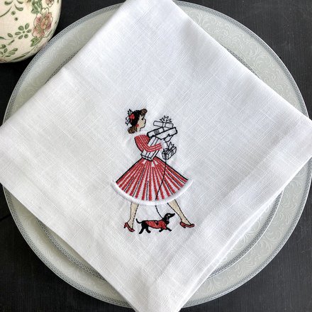 Vintage Lady Linen Napkin