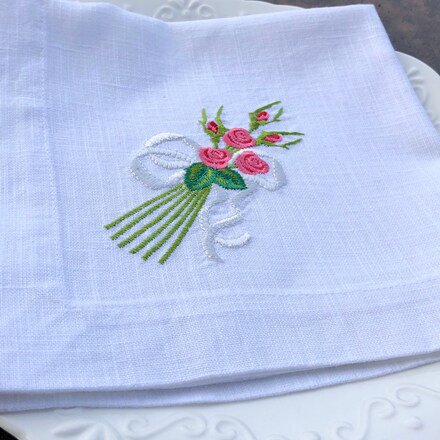 Vintage Rose Bouquet Linen Napkin