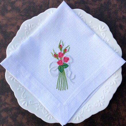 Vintage Rose Bouquet Linen Napkin