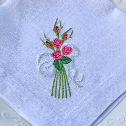 Vintage Rose Bouquet Linen Napkin