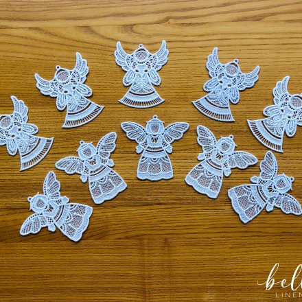 White Christmas Lace Ornaments Set of 10