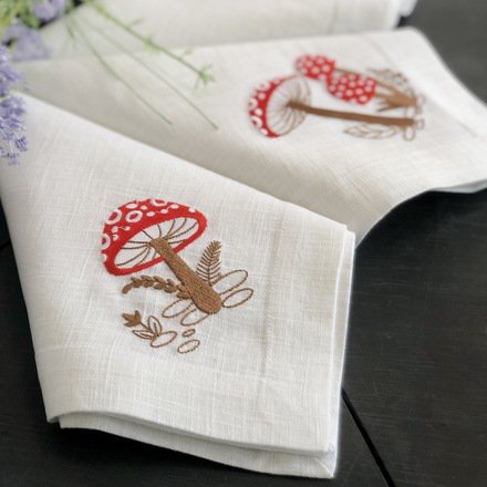 Woodland Mushroom Linen Napkin