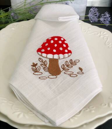 Woodland Mushroom Linen Napkin